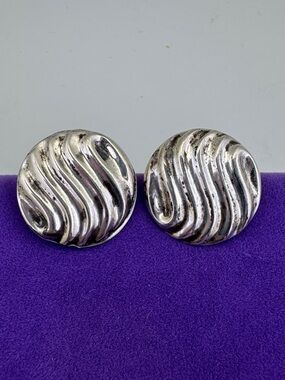 💛 Vintage Sterling Silver Swirl Earrings | Organic Brutalist